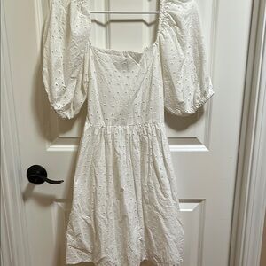 A New Day White Pleated Puff Sleeve Sundress